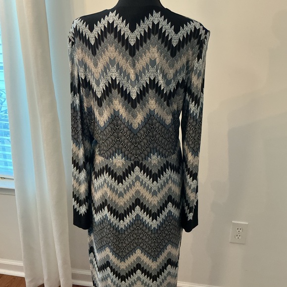 Cache Black and Cream Zigzag Long Sleeve Dress - Picture 5 of 11